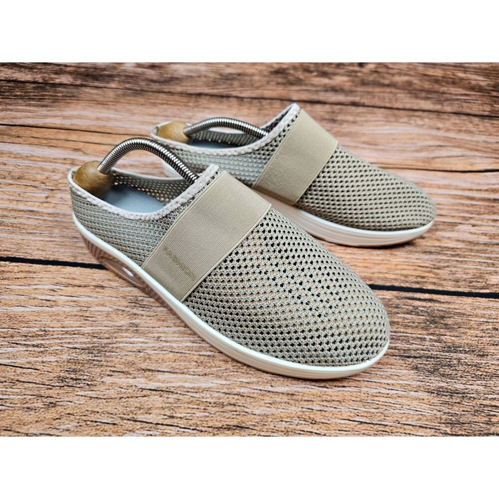 NWOB Fashion Womens 9.5-10.5 Mesh Shoes Sneaker Foam Mules Lightweight Brown - Picture 2 of 11